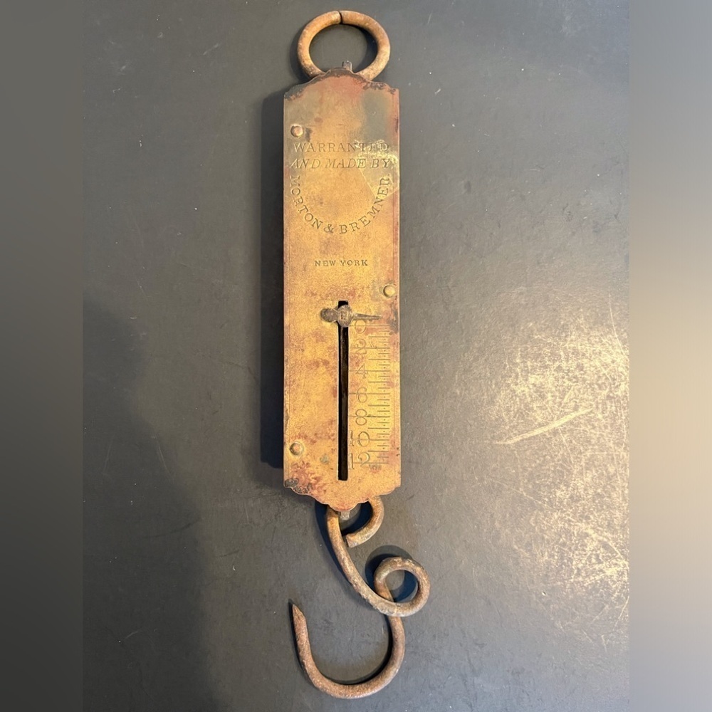 Antique Brass Spring Scale Weighs up to 12 Pounds